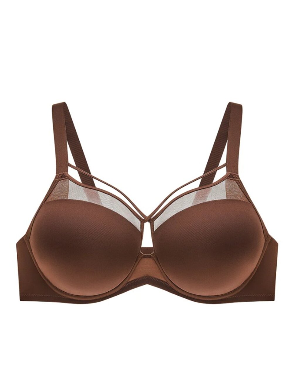 Understance Peek-Proof T-Shirt FlexWire Contour Demi Bra 30G Mocha Red Brown